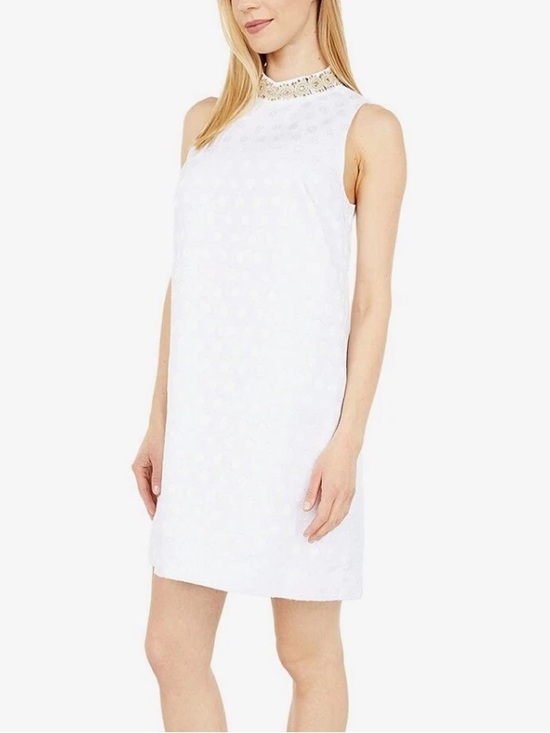 Lilly Pulitzer Dresses & Skirts - Lilly Pulitzer Brandi Resort White Shift Dress W Gold Embellished Neck Size 6